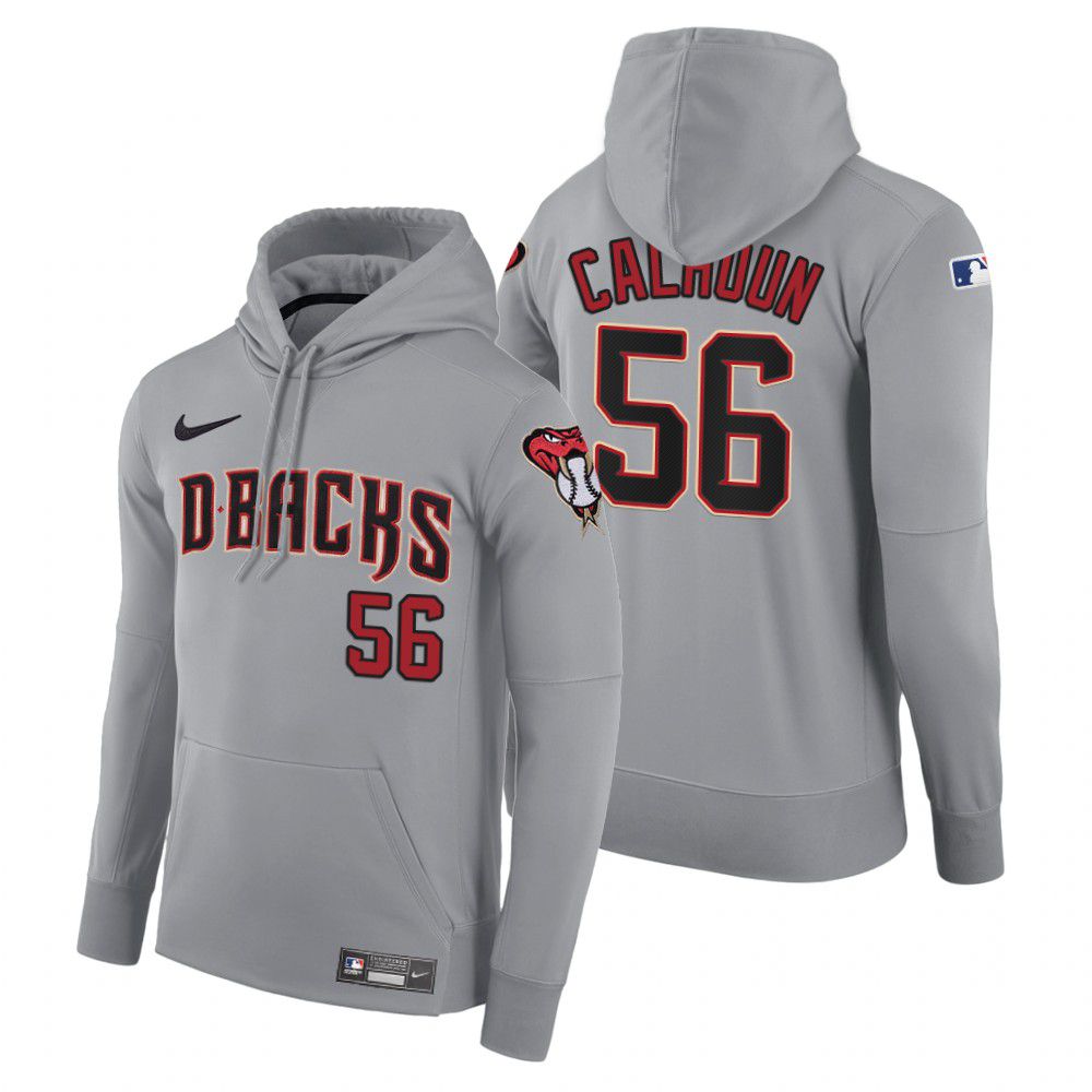 Men Arizona Diamondback #56 Calhdun gray road hoodie 2021 MLB Nike Jerseys->arizona diamondback->MLB Jersey